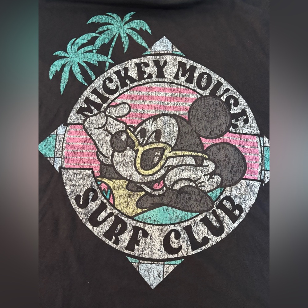 Hollister California Mickey Mouse Surf Club Black Cotton T, NEW WITH TAGS, Med.